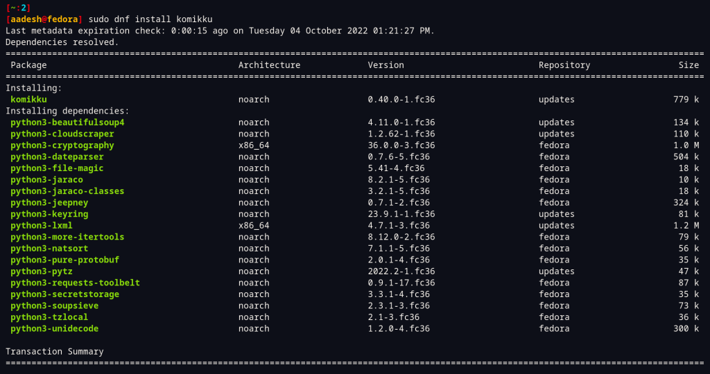 Installing Komikku Om Fedora Workstation