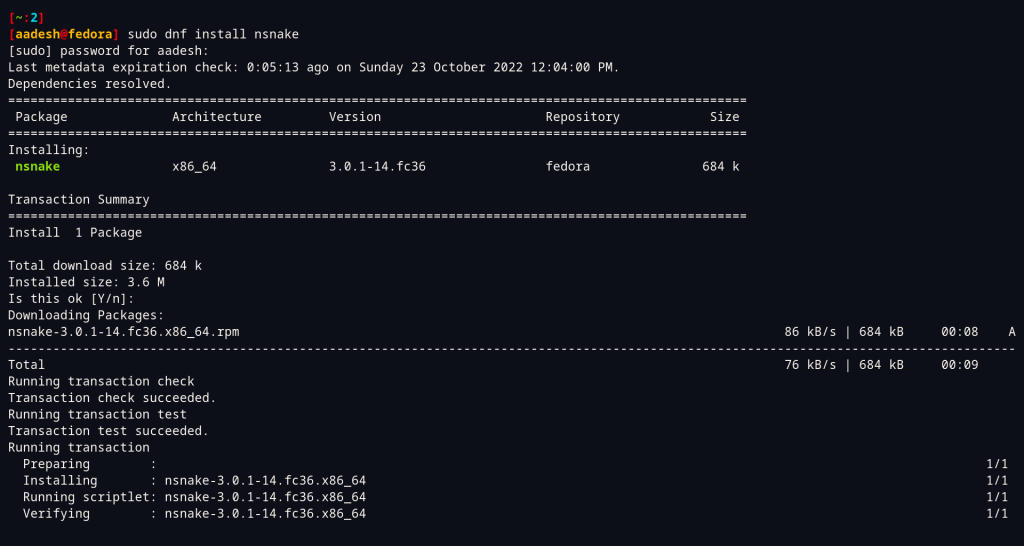 Installing NSnake On Fedora