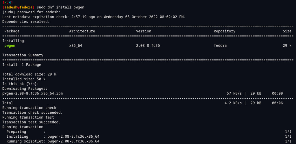Installing Pwgen On Fedora