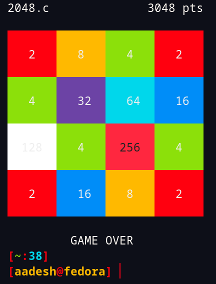 Playing 2048 On Fedora