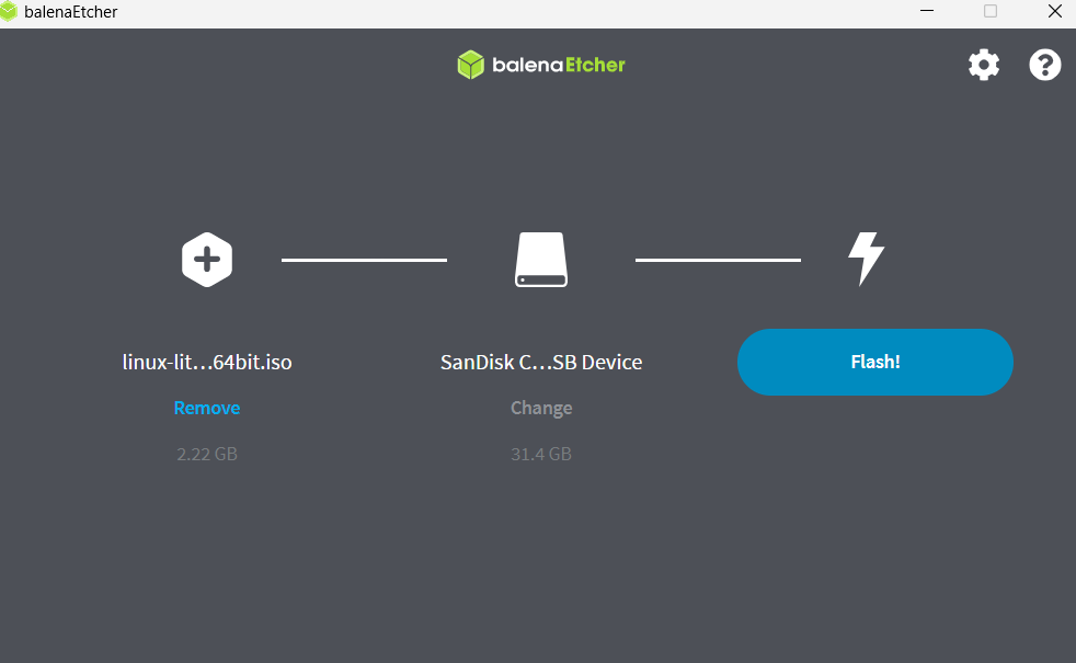 Using Etcher To Flash Linux Lite ISO