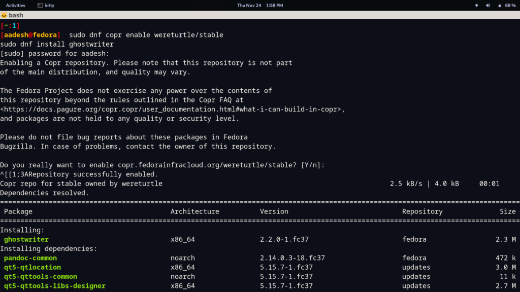 Installing Ghostwriter On Fedora