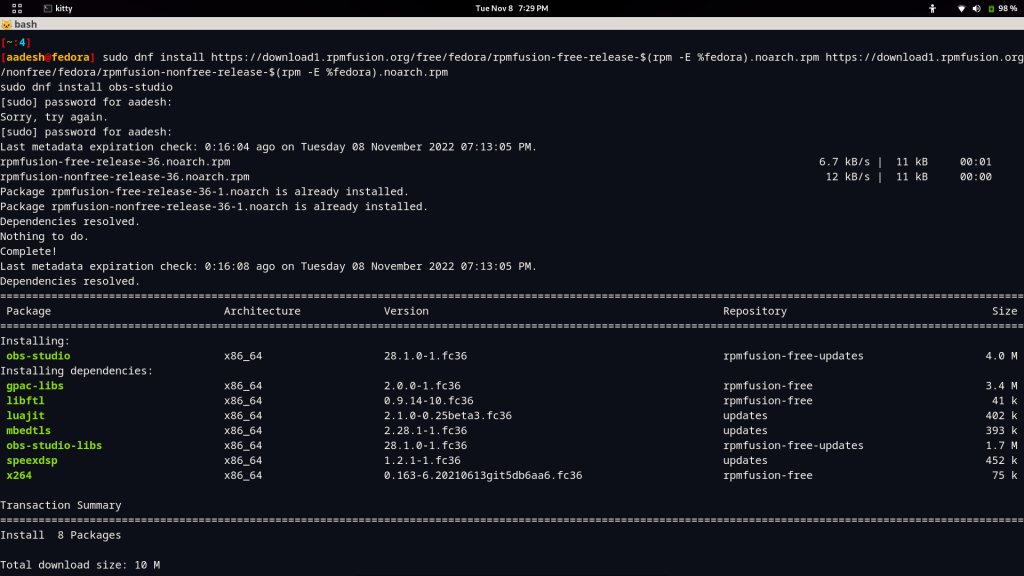 Installing OBS On Fedora