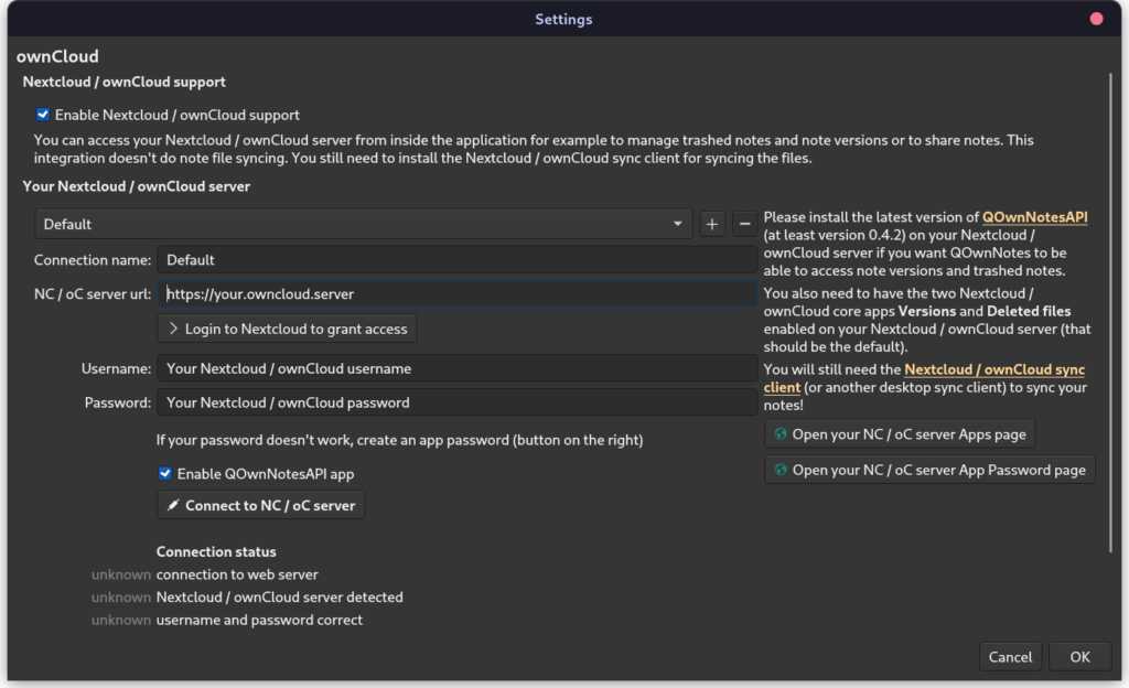 Connect Your Nextcloud Or OwnCloud Account Using Your Credentials