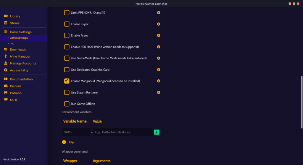 Enabling MangoHud In Heroic Games Launcher