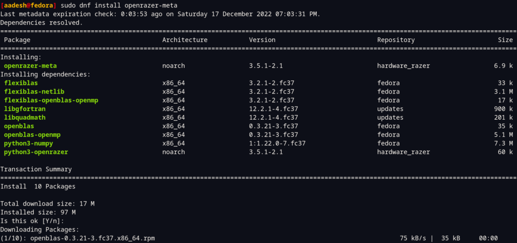 Install The OpenRazer Meta Package