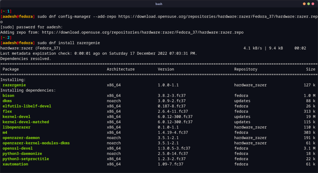 Installing RazerGenie On Fedora