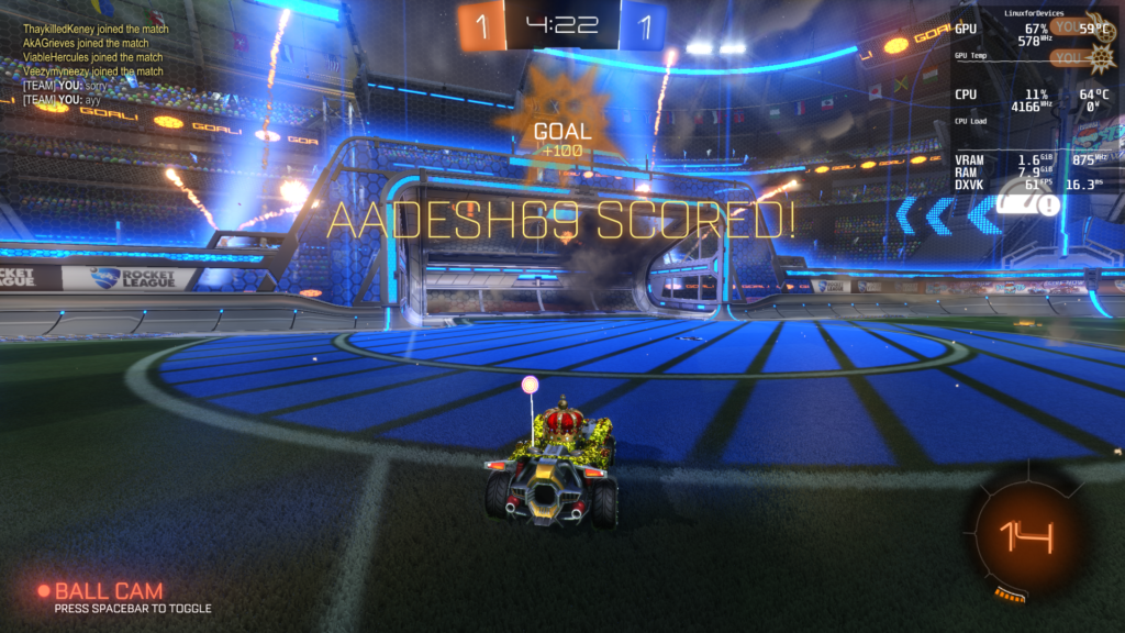 MangoHud In Rocket League