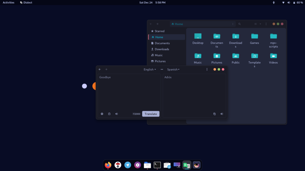 Tokyonight Dark Theme On Dialect Flatpak Application