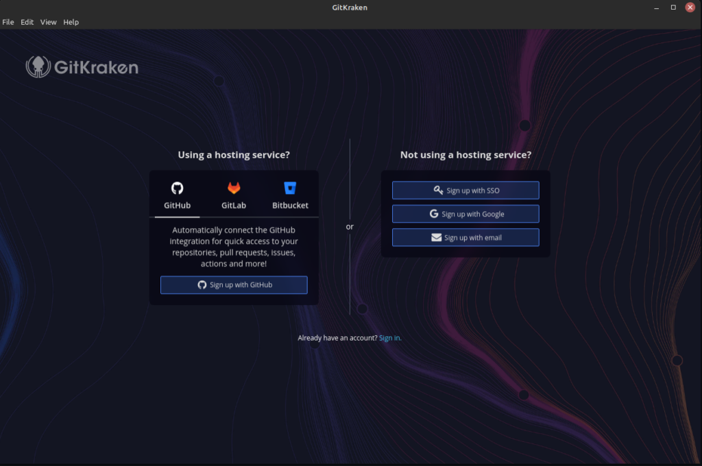 Gitkraken Welcome Screen