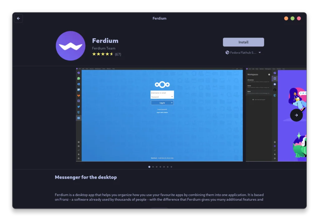 Installing Ferdium Using GNOME Software Store