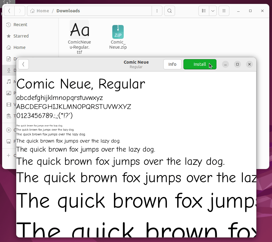 Comic Neue Install