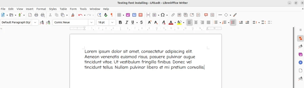 Testing Font Installation Libreoffice Writer