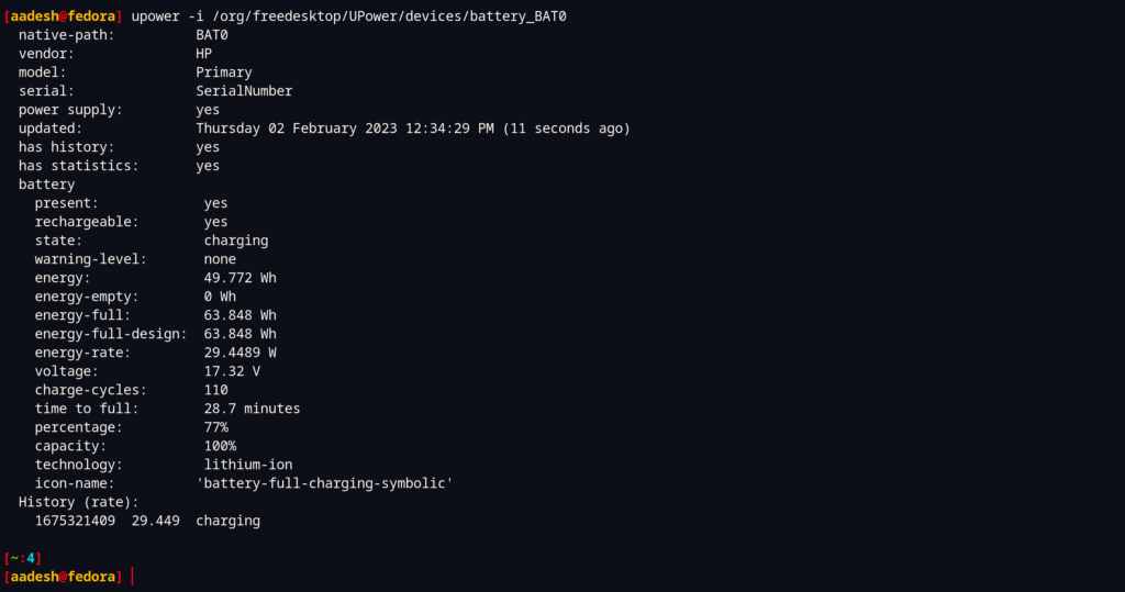 Checking Battery Health Of Laptop Using Upower