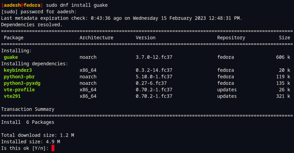 Installing Guake On Fedora