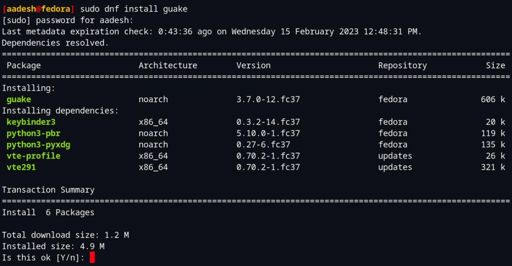 Installing Guake On Fedora