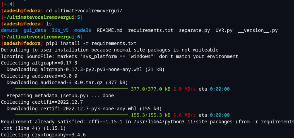 Installing Ultimate Vocal Remver Repository On Fedora