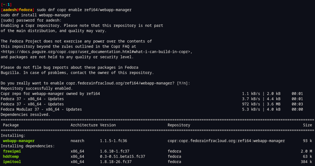 Installing WebApp Manager On Fedora