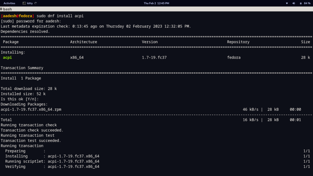 Installing The ACPI Command On Fedora