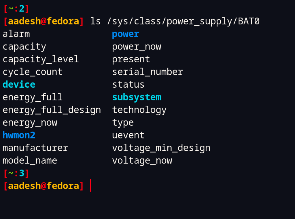 Listing The Files Under Your Battery Directory