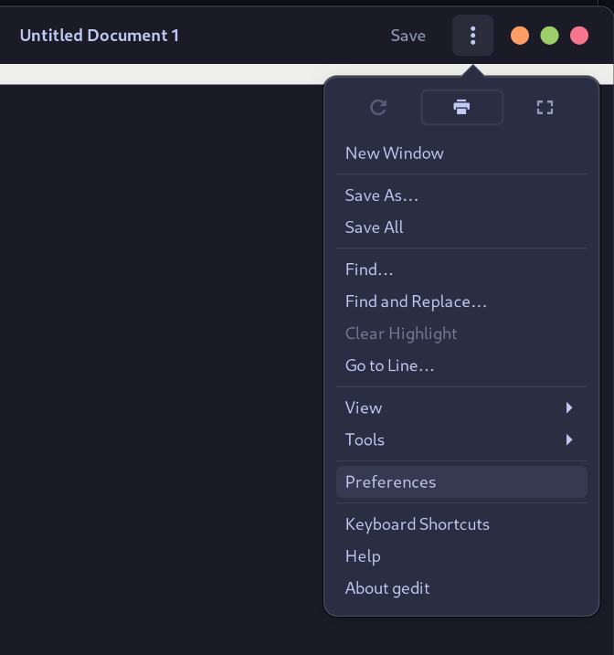 Open Gedit Preferences