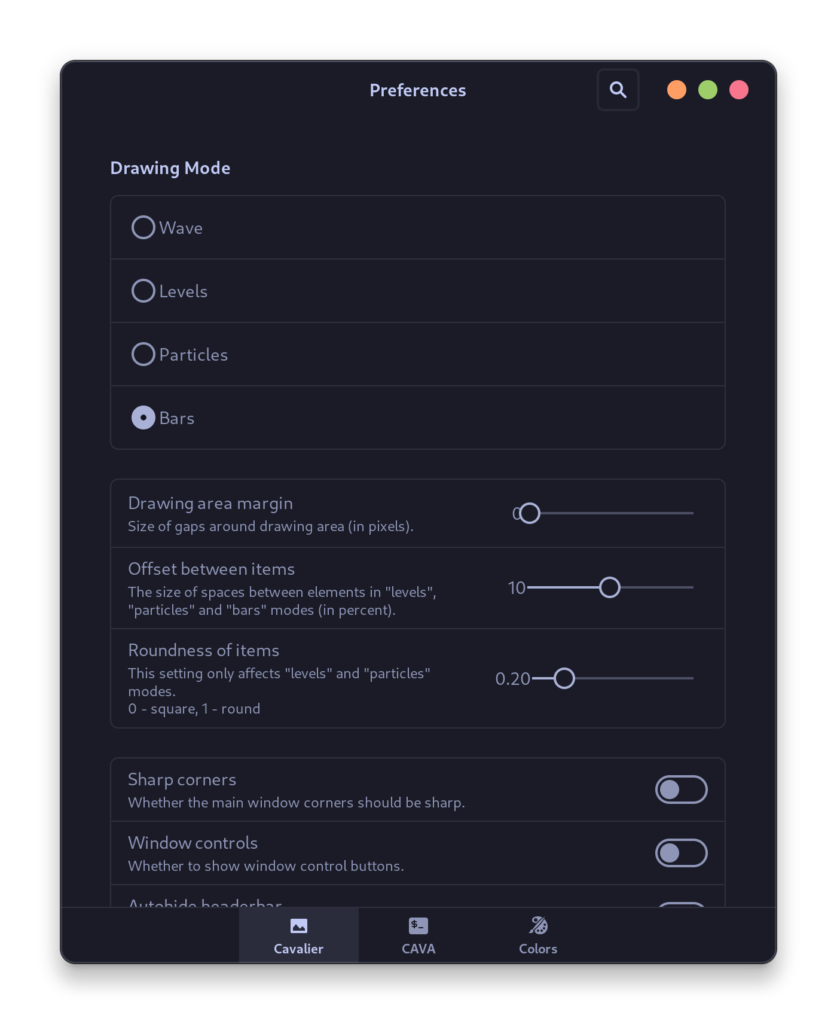 Settings Of Cavalier