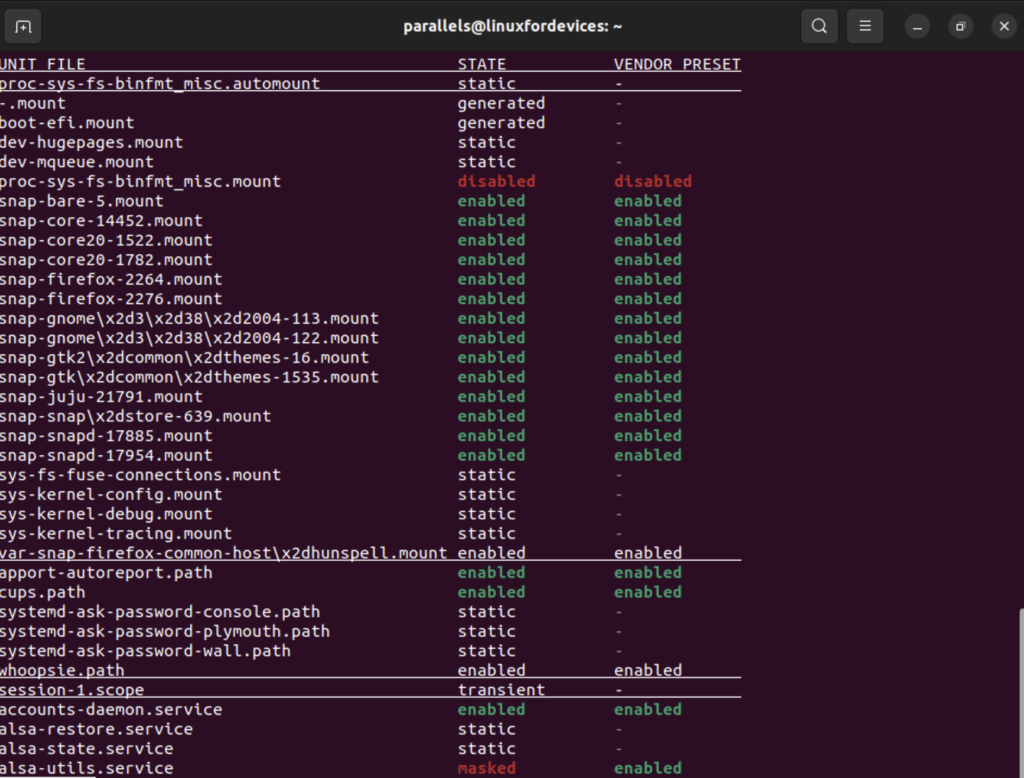 systemctl list-unit-file