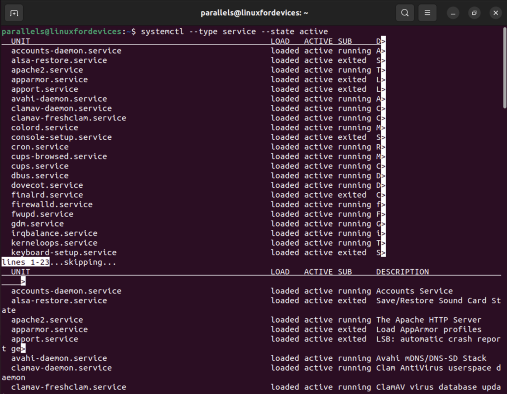 Systemctl Type Service State Running