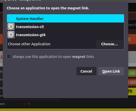 Transmission Choose Application Window