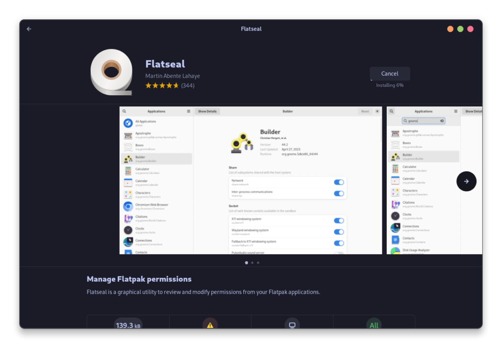 Installing Flatseal Using GUI