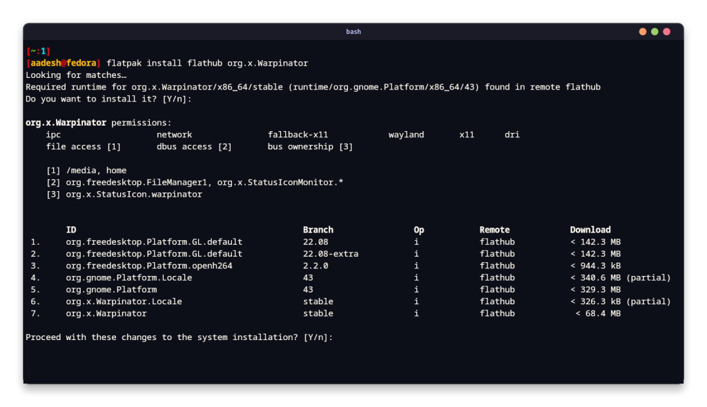 Installing Warpinator From Flathub On A Fedora Workstation