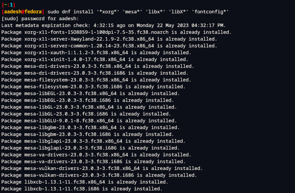 Xorg windowing system Is Already Installed On Fedora