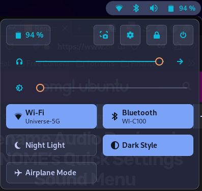 GNOMEs Quick Settings Menu