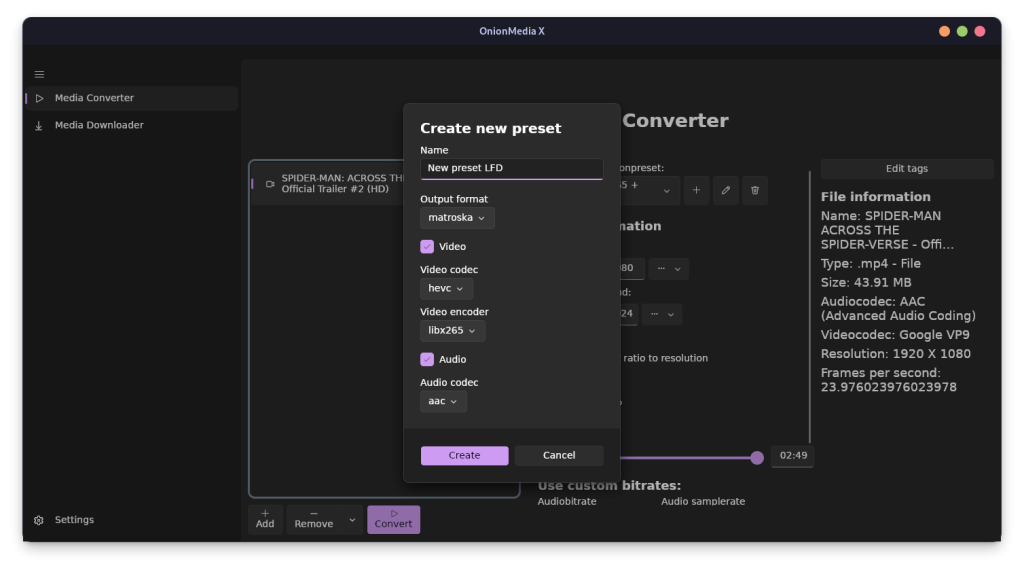 Creating A New Media Encoding Preset