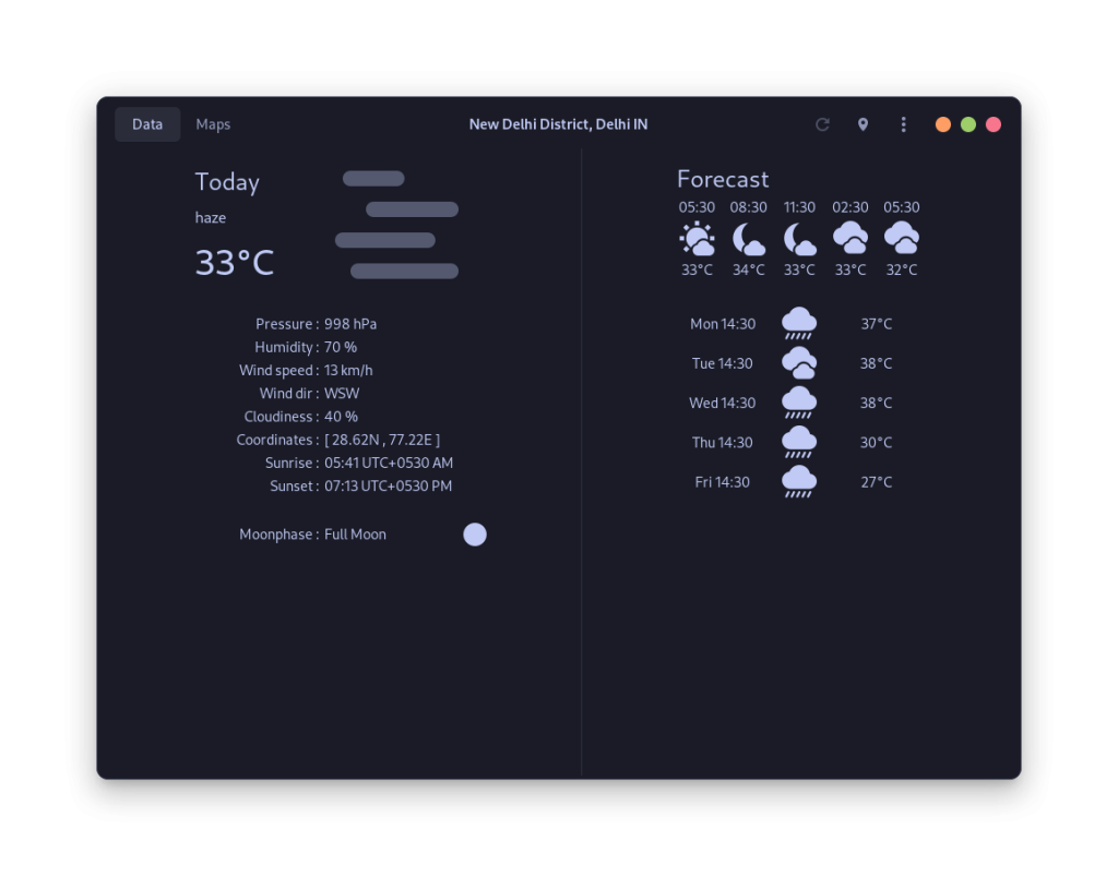 Meteo's Interface