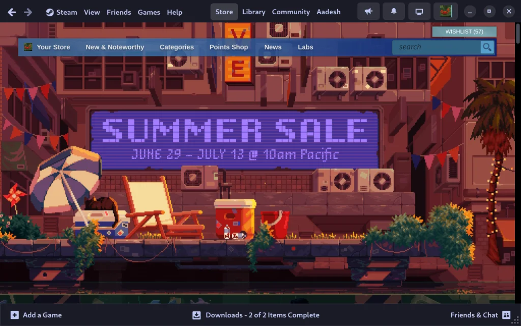 Steam With Adwaita Theme (TokyoNight)