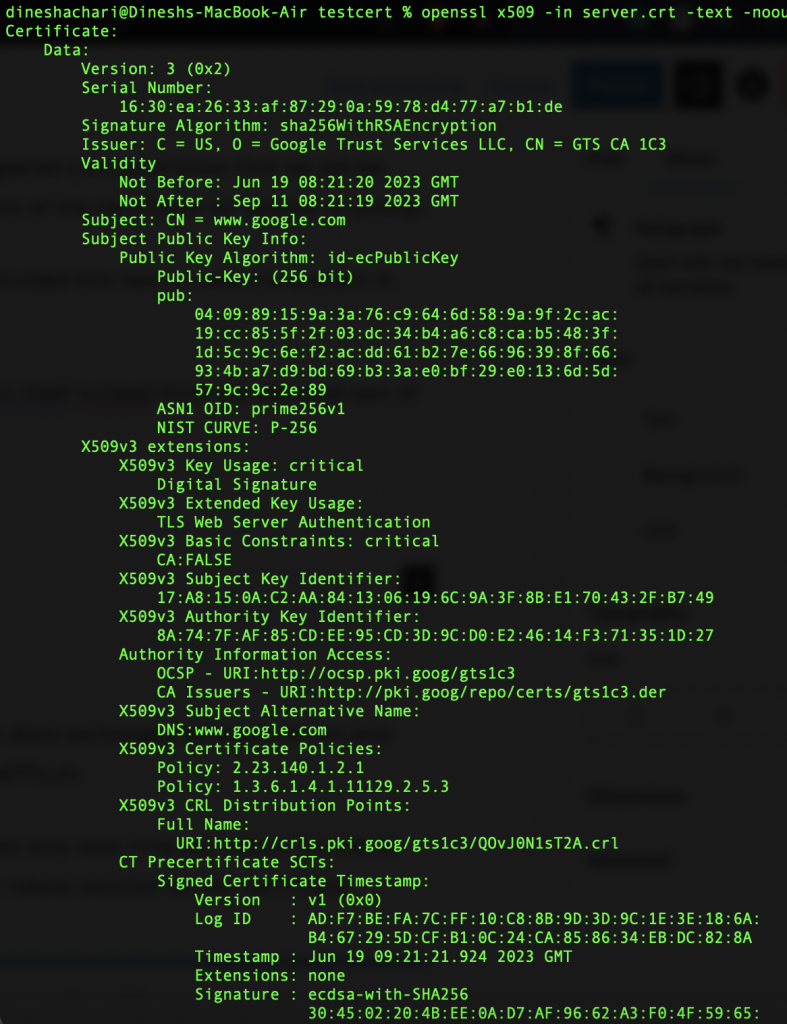 Verifying The Certificate Using Openssl