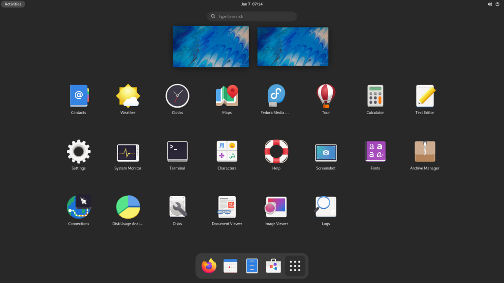 Fedora Silverblue OS with GNOME Desktop