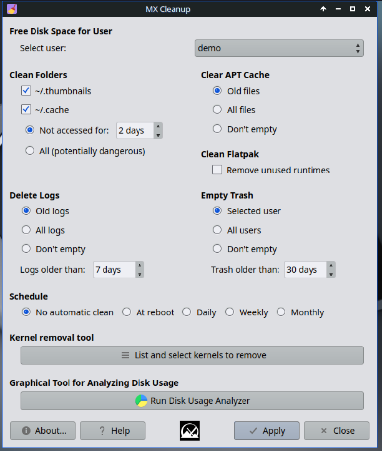 MX Linux Cleanup Utility