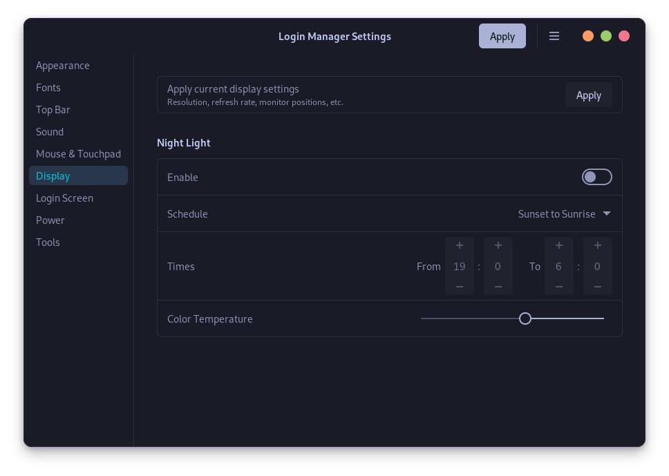 Night Light And Other Display Settings Are Also Configurable