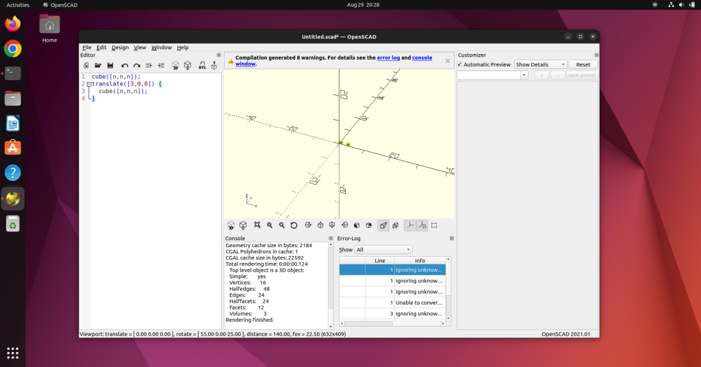 OpenSCAD Cude Translation