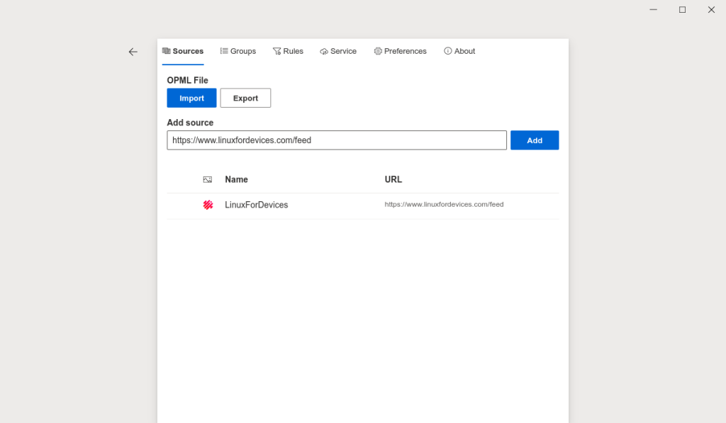 Setting The Source On FluentReader