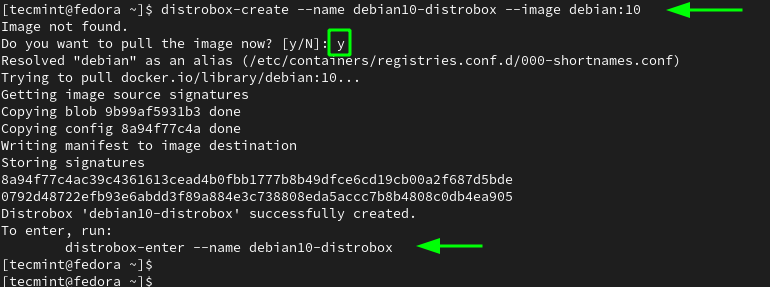 Distrobox create cli command
