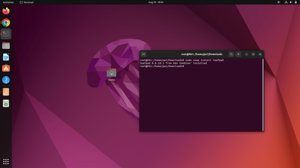 Leafpad Snap Install