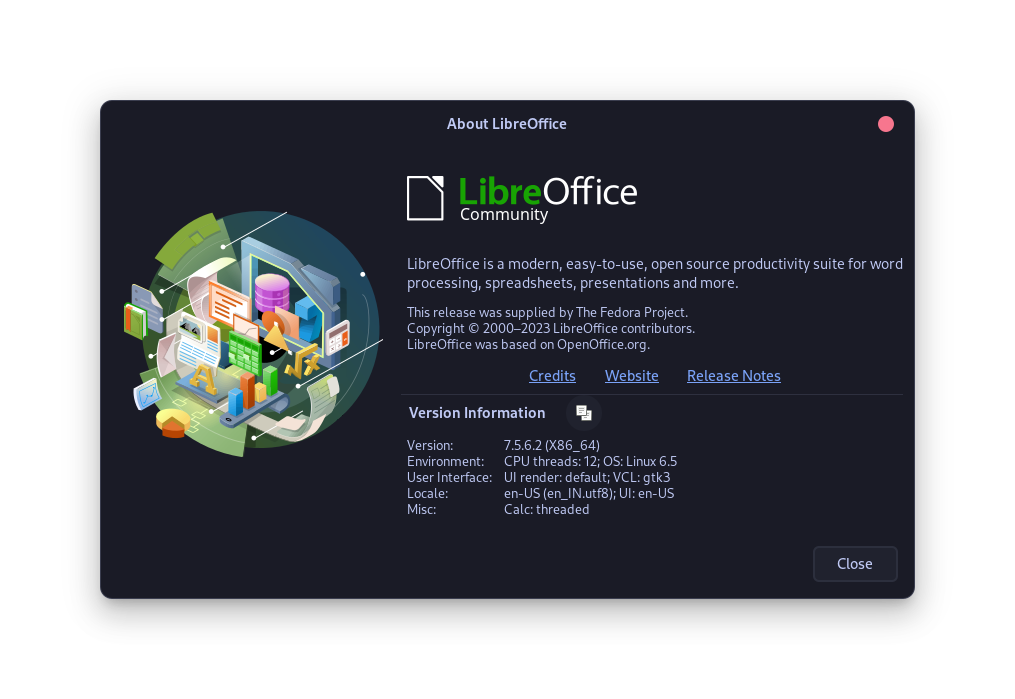 As You Can See Im Running The LibreOffice Version 6.5.6.2 On Nobara