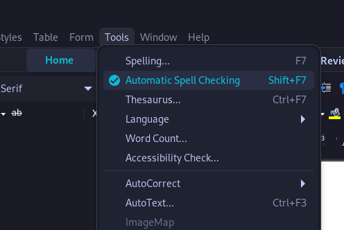 At Last Enable The Automatic Spell Checking Fom The Tools Menu