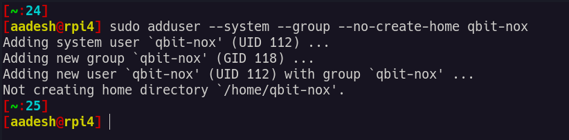 Creating A User For Qbittorrent Nox