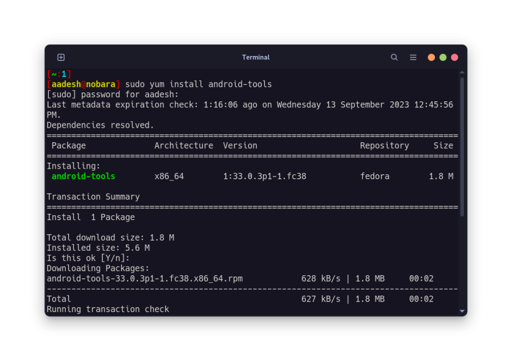 Installing ADB On Nobara