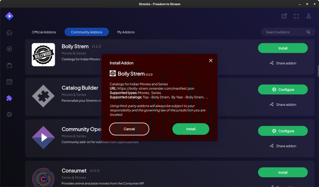 Installing Addons In Stremio