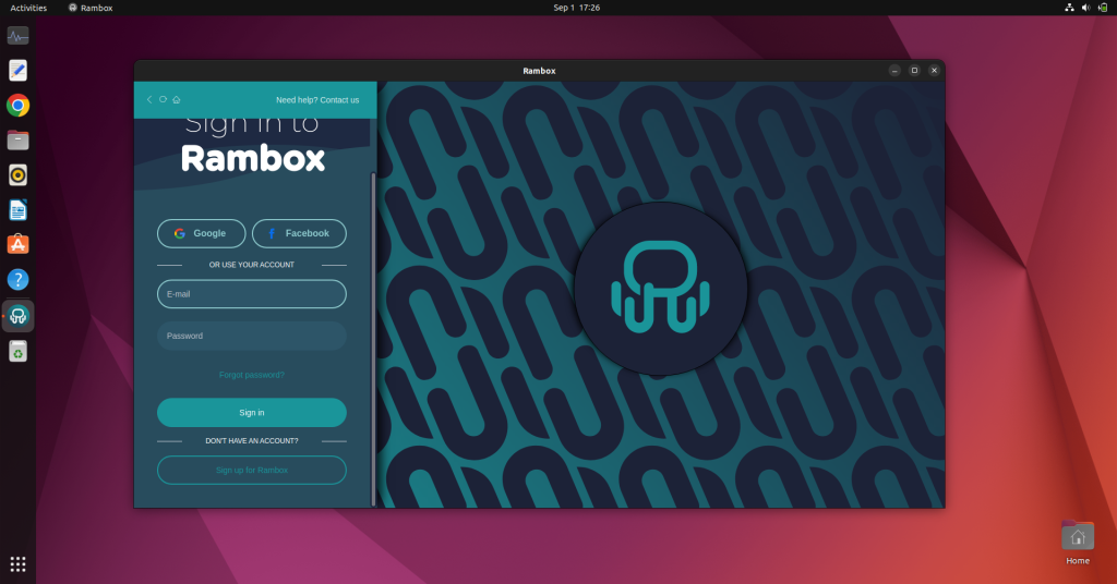 Rambox Welcome Screen